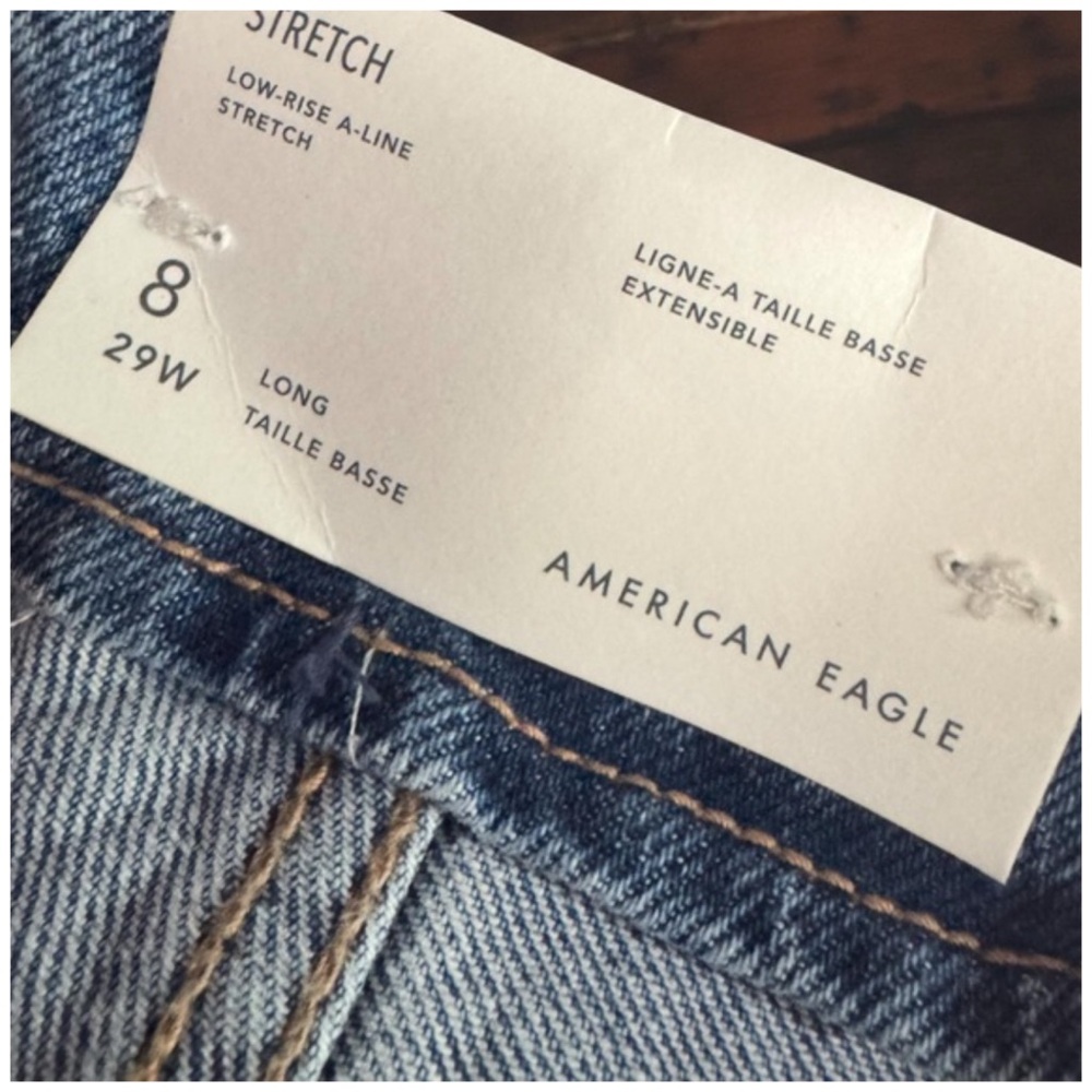 AMERICAN EAGLE • Denim Blue Distressed Asymmetrical Skirt - Picture 5 of 5
